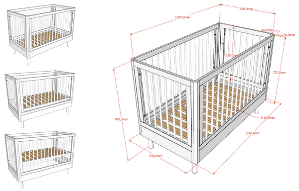 Forrest bed 60x120 - Eiken