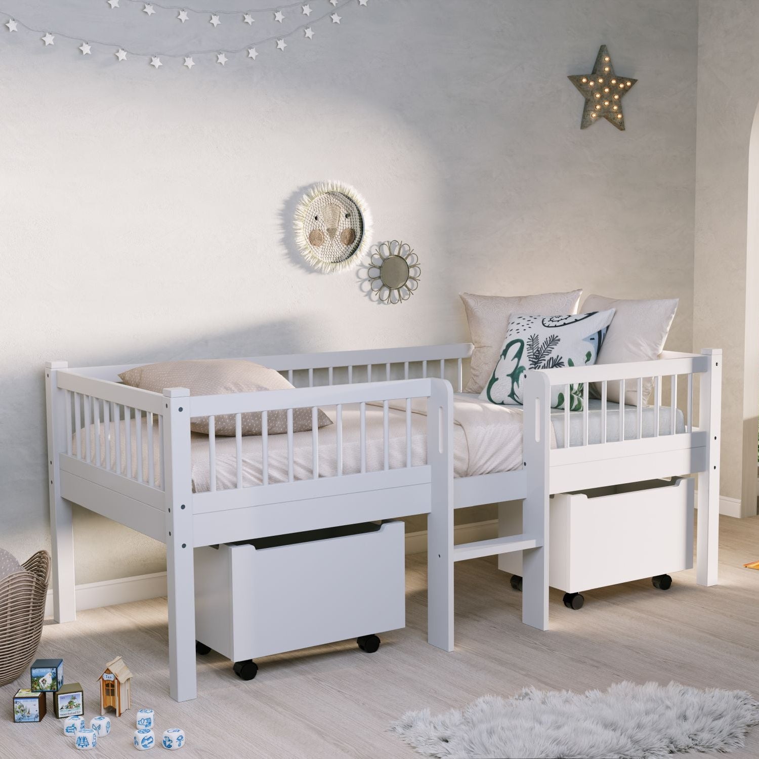 Forrest Halfhoogslaper incl opbergbakken - Beuken Wit