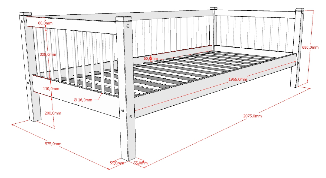 Forrest Kajuitbed 90x200 - Wit