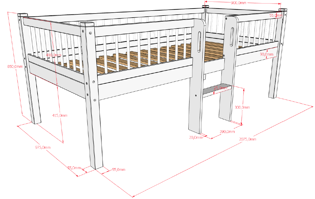 Forrest Halfhoogslaper incl opbergbakken - Eiken
