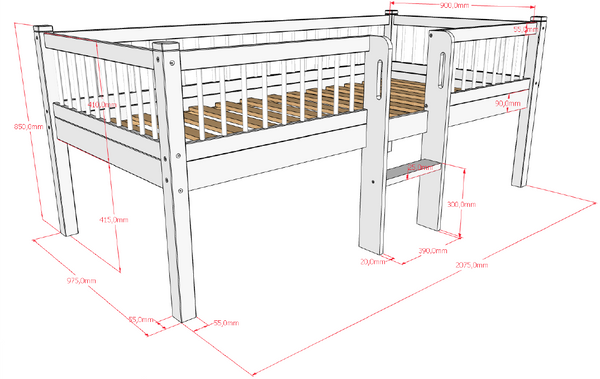 Forrest Halfhoogslaper incl opbergbakken - Eiken