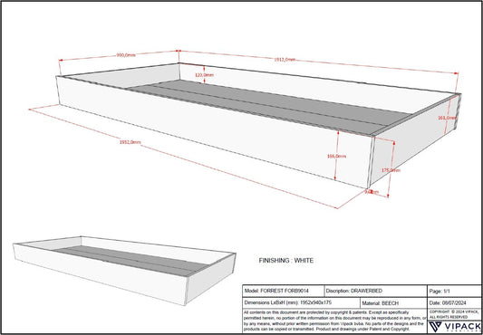 Vipack Forrest bed drawer - White