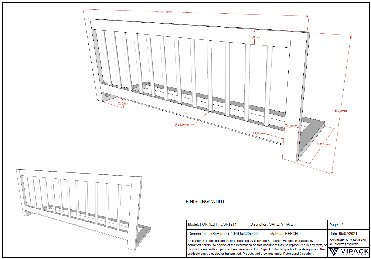 Vipack uitvalbeschermer Forrest - Wit