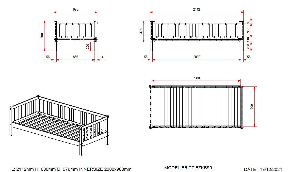 Fritz Cabin bed with or without storage drawer 90x200 - Natural