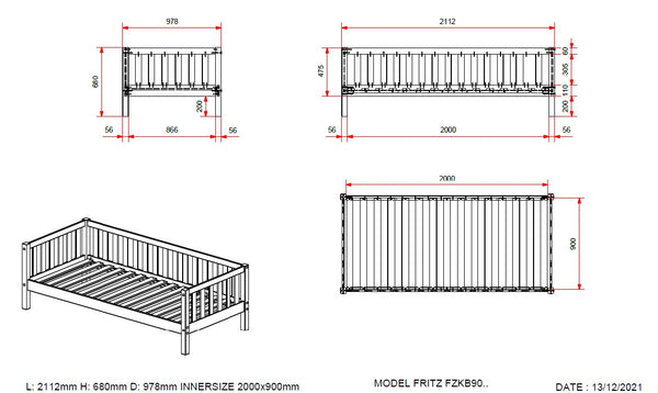 Fritz Cabin bed with or without storage drawer 90x200 - Natural