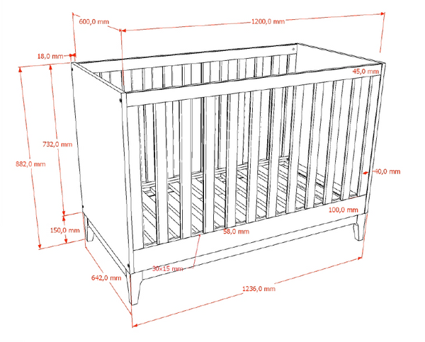 Ilyas bed 60x120 - Walnoot