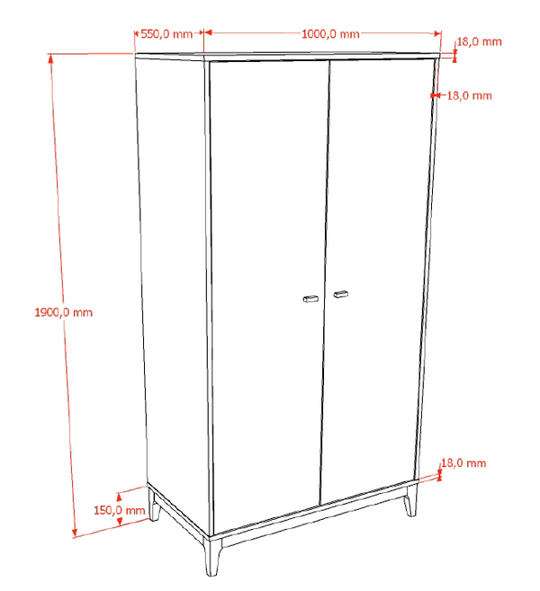 Ilyas 2-deurskast - Walnoot