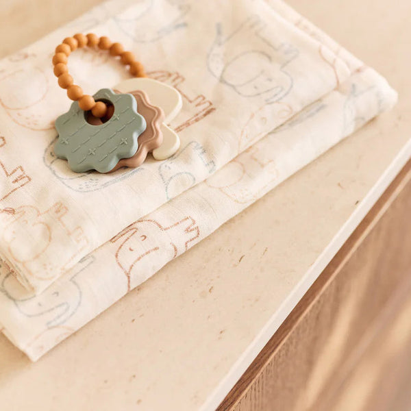 Swaddle 115x115cm 2-pack - Elephant Tales