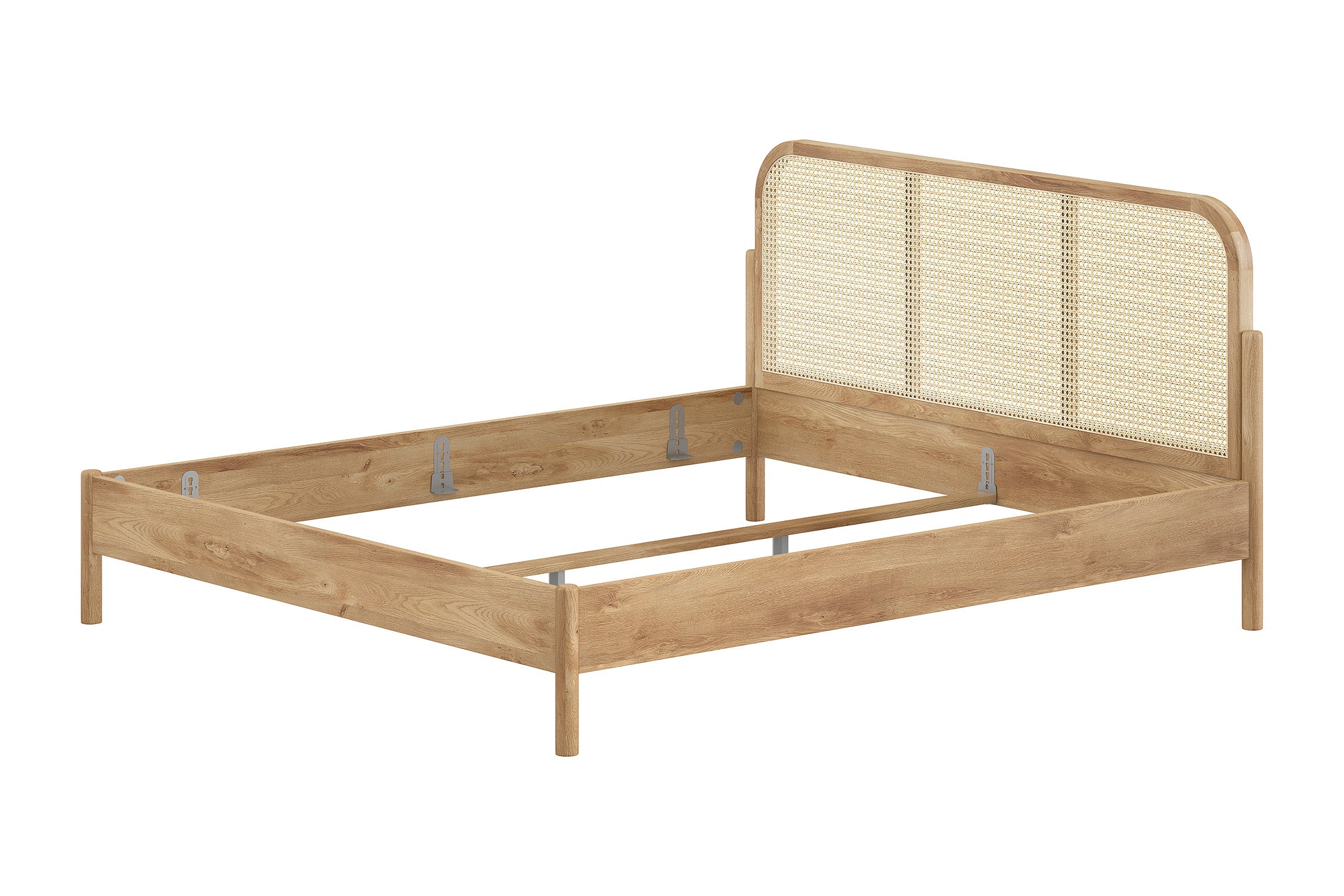 Olive twin bed 160x200 cm - Rattan/Oak