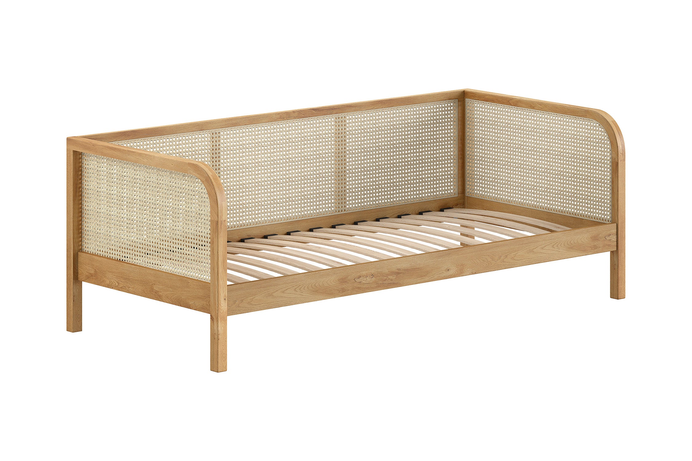 Olive twin bed 160x200 cm - Rattan/Oak