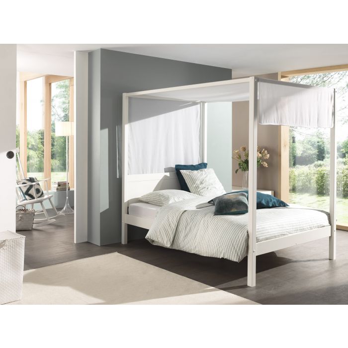 Vipack Pino Canopy Twin Bed 140x200 - White