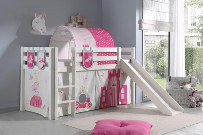 Pino loft bed with slide - white