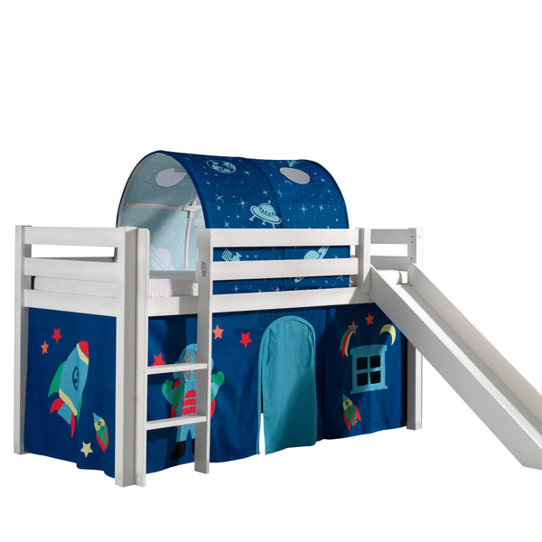 Pino loft bed with slide - white