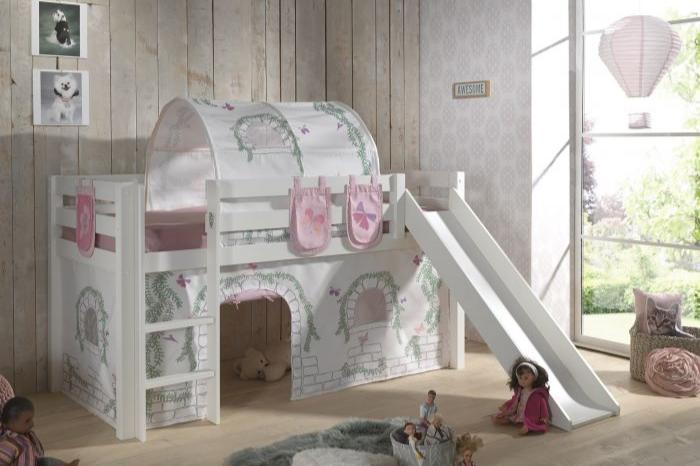 Pino loft bed with slide - white