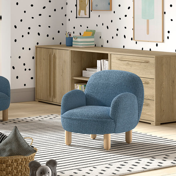 Rocky Fauteuil - Blauw Bouclé