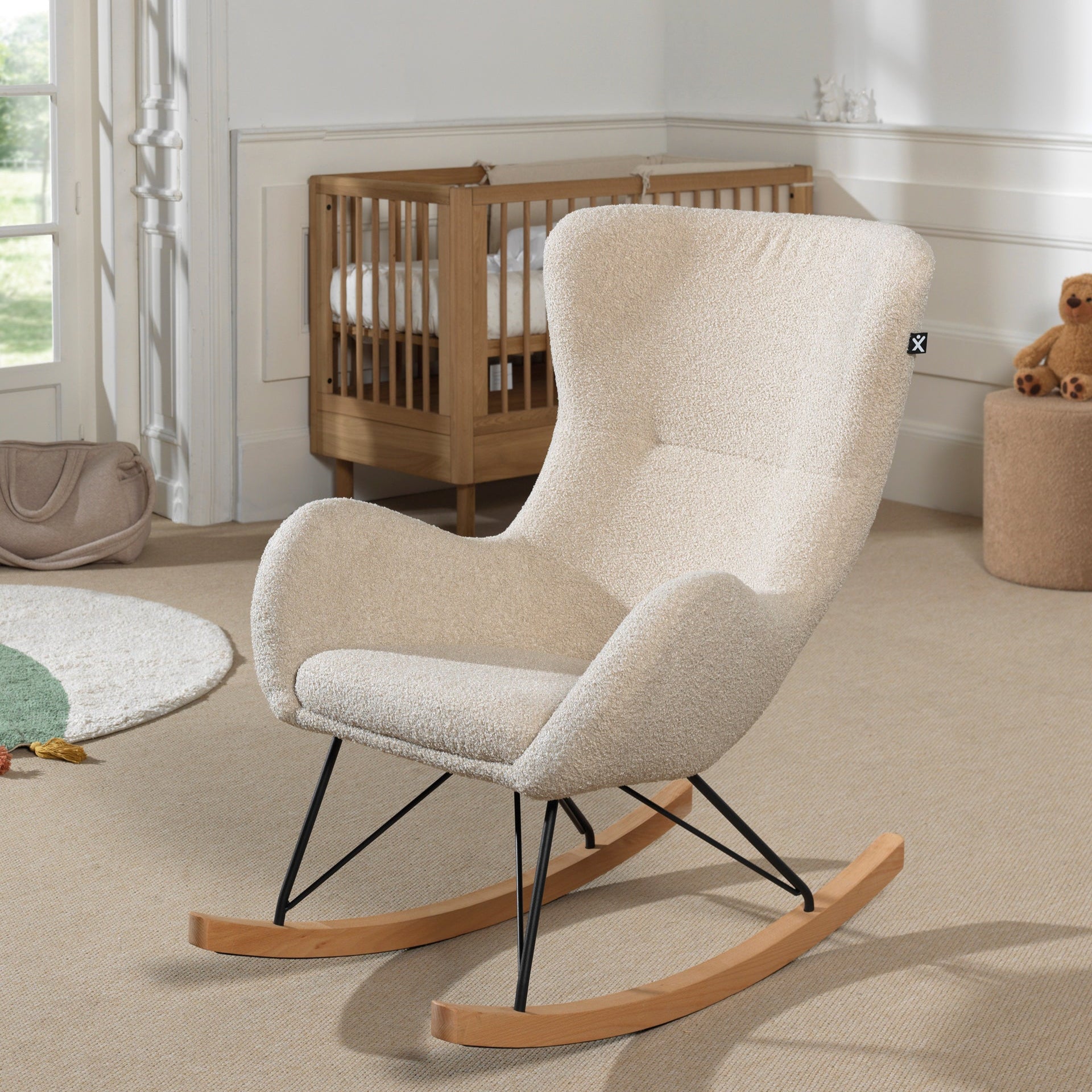 Schommelstoel Rocky - Bouclé Beige