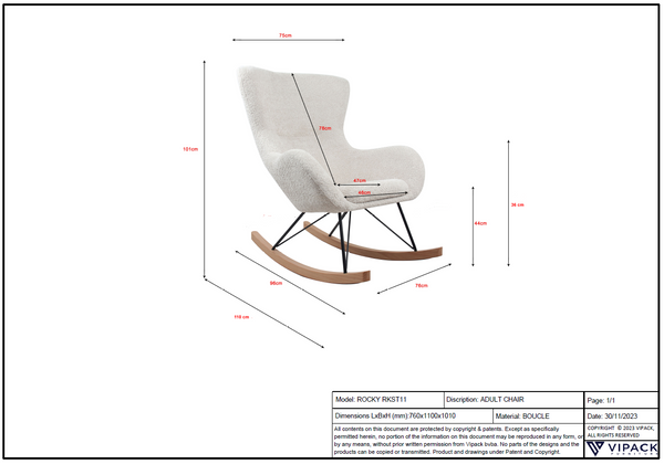 Vipack Rocky rocking chair - Anthracite - PRE ORDER