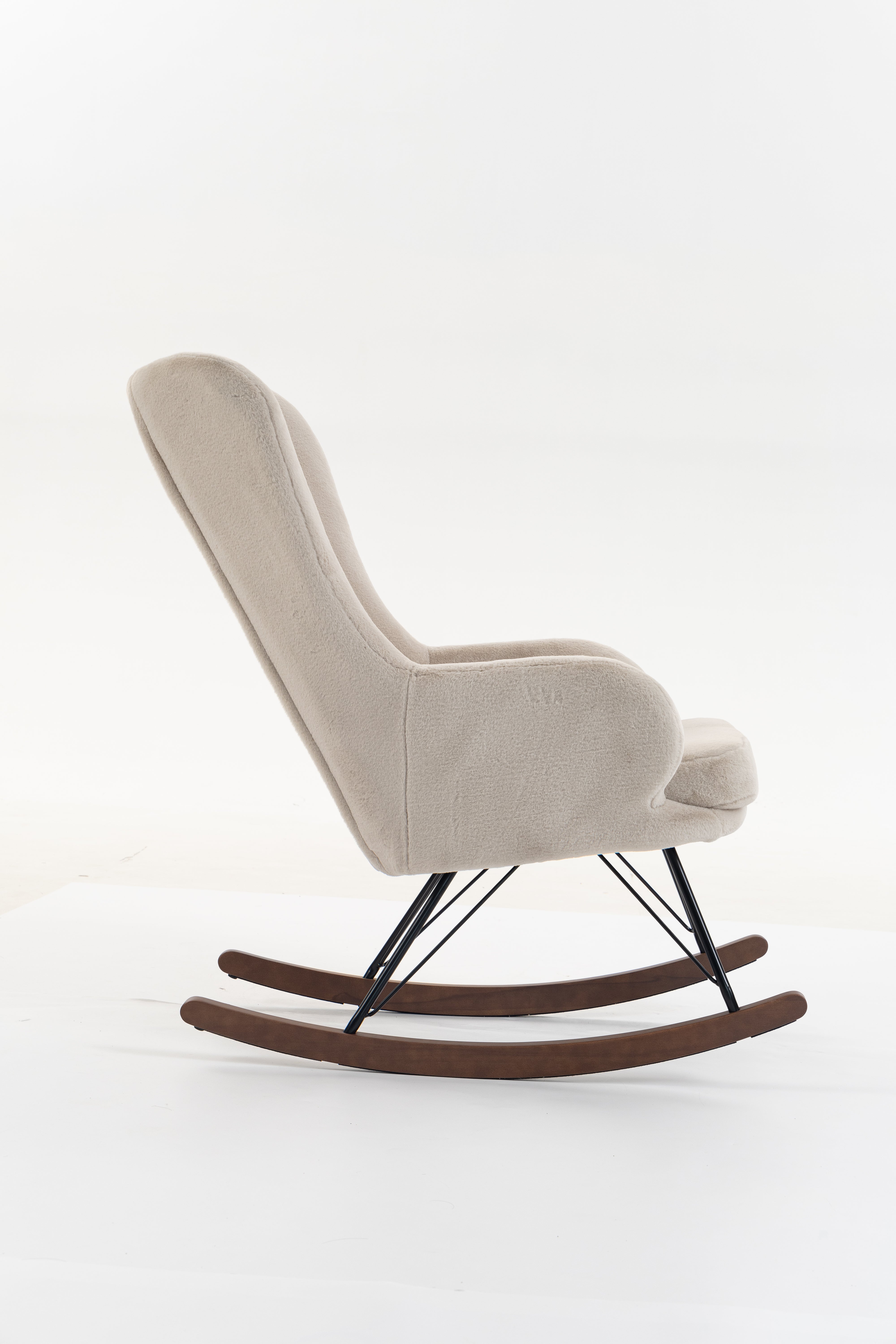 Schommelstoel Rocky - Corto Beige/Walnoot