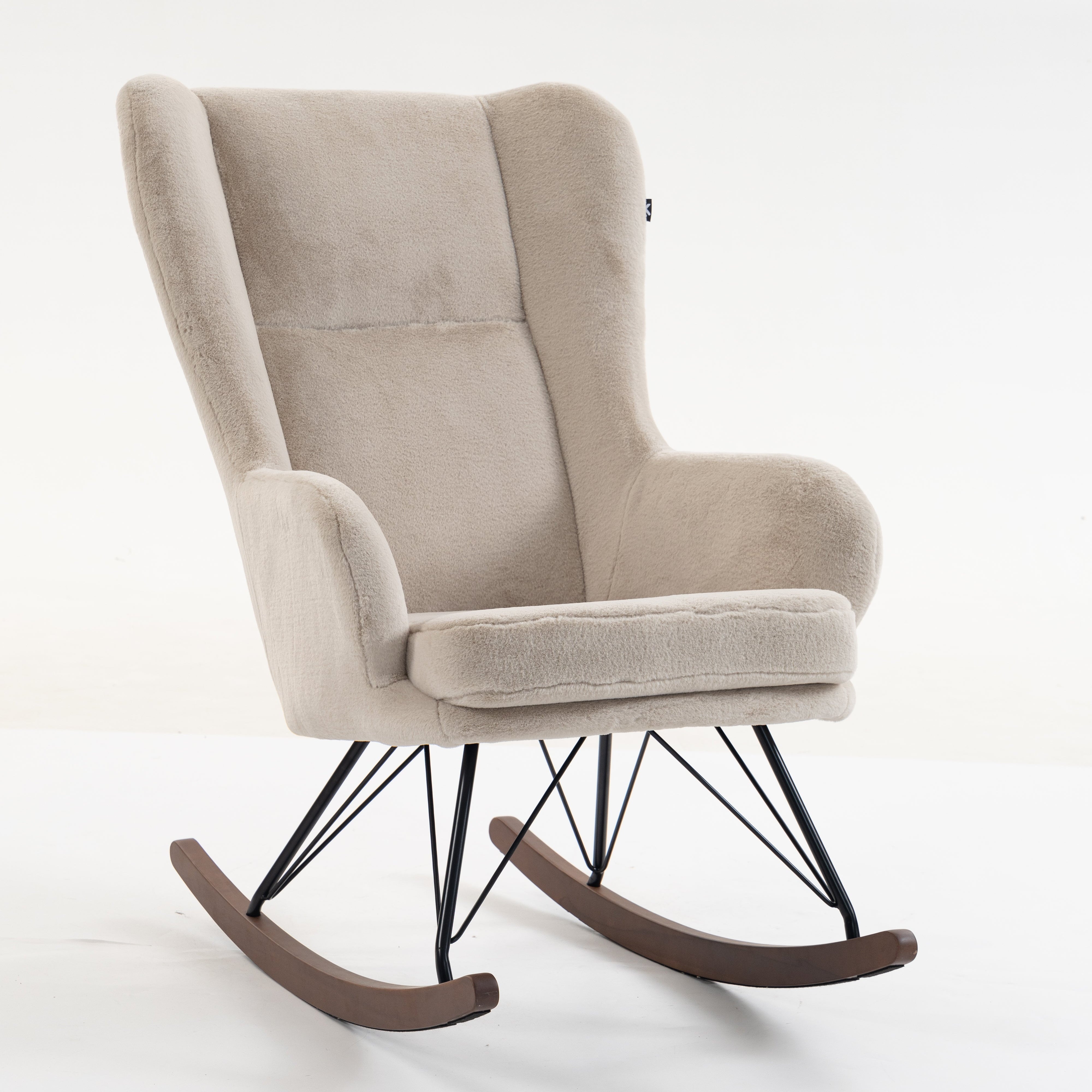 Schommelstoel Rocky - Corto Beige/Walnoot