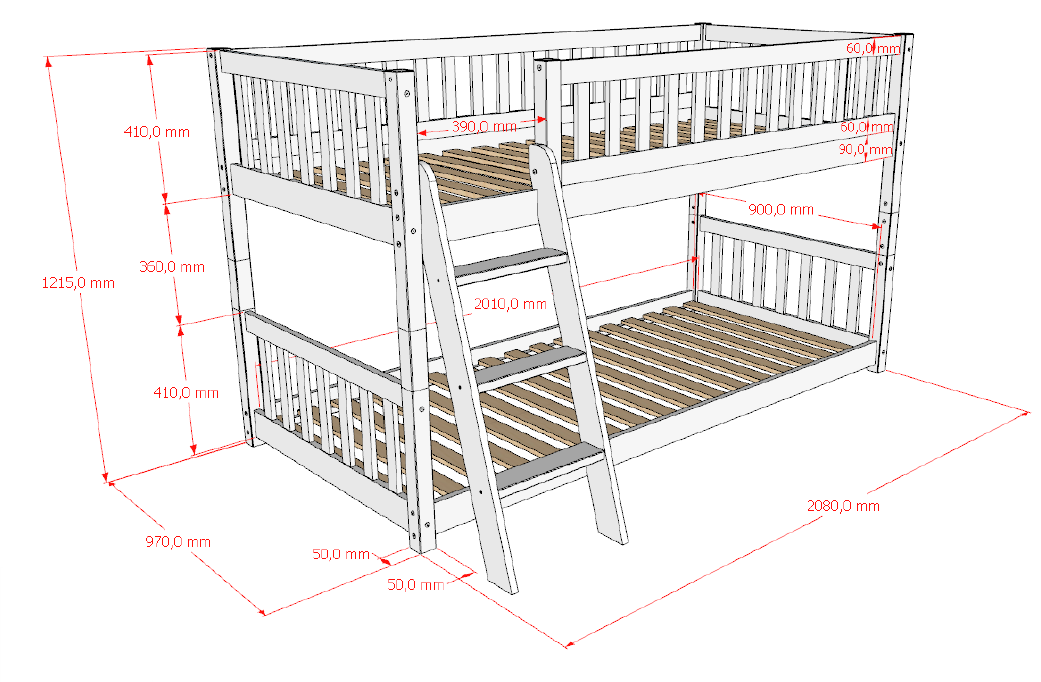 Stapelbed Ronald - Natuur (ombouwbaar)