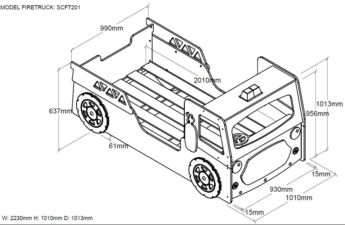 Brandweerauto 90x200 cm