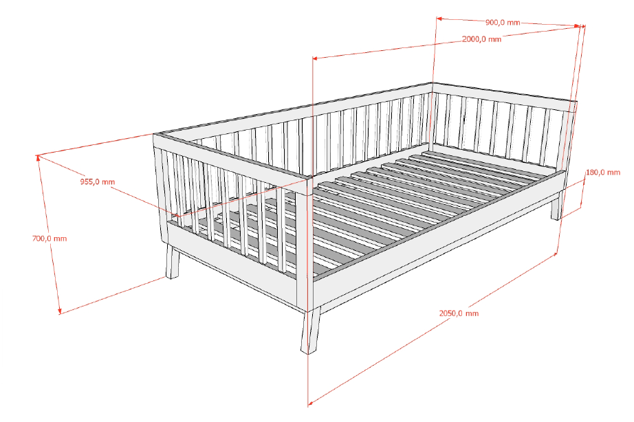 Sezane Kajuitbed 90x200 - Clay/Walnoot