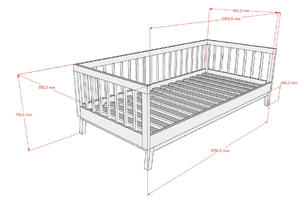 Sezane Kajuitbed 90x200 - Walnoot