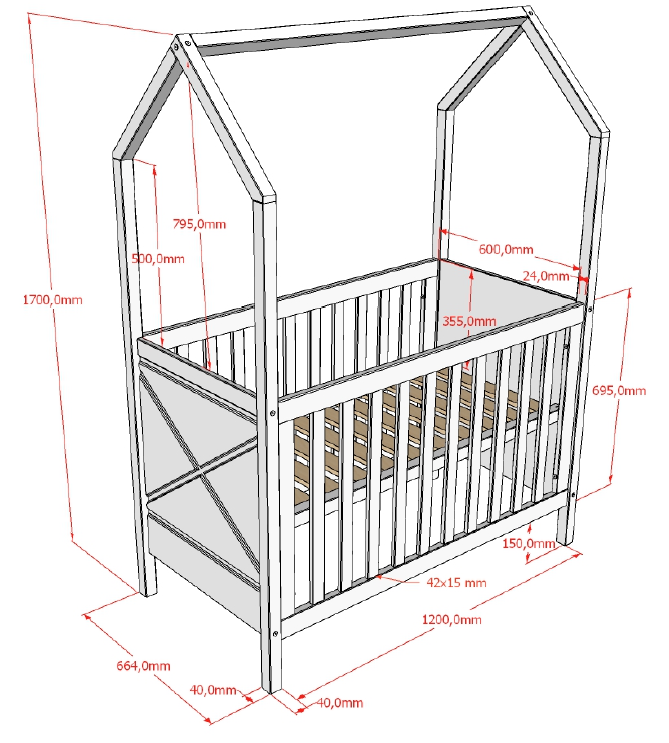 Scott bed 60x120 - Naturel