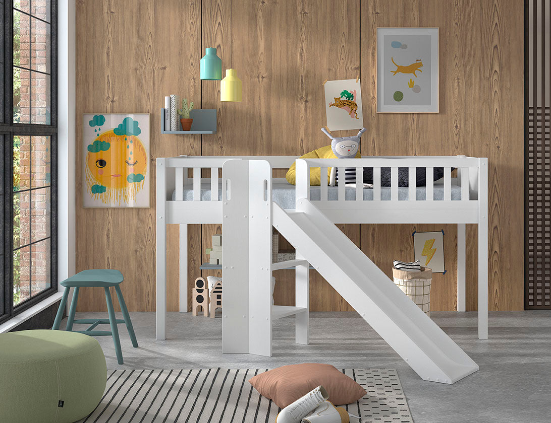 Scott loft bed with slide - white