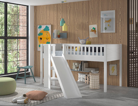 Scott loft bed with slide - white