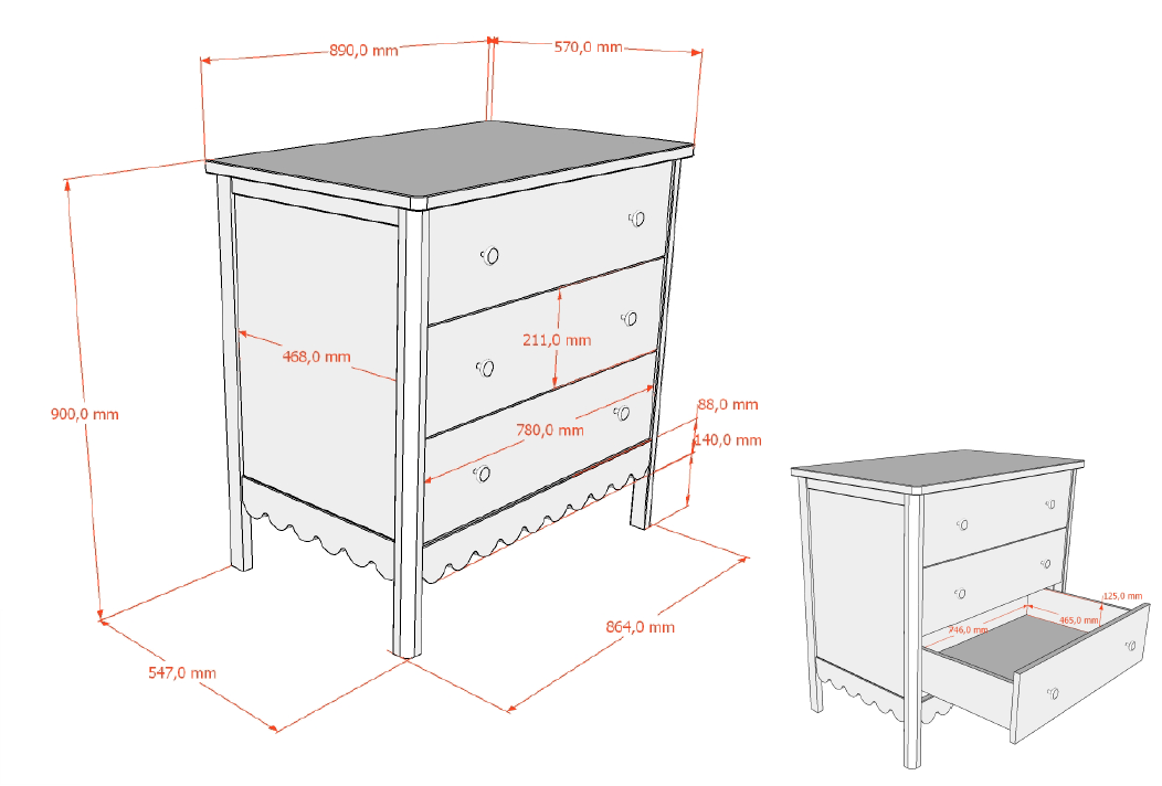 Jaxx Dresser Dino - White