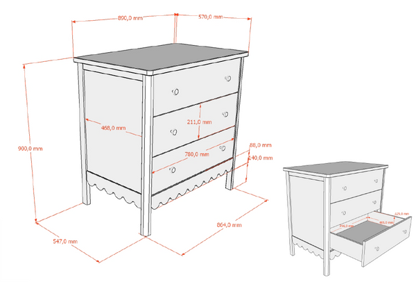 Jaxx Dresser Dino - White
