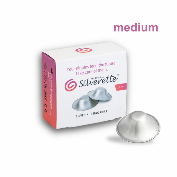 Silverette® originele zilveren tepelkapjes – MEDIUM