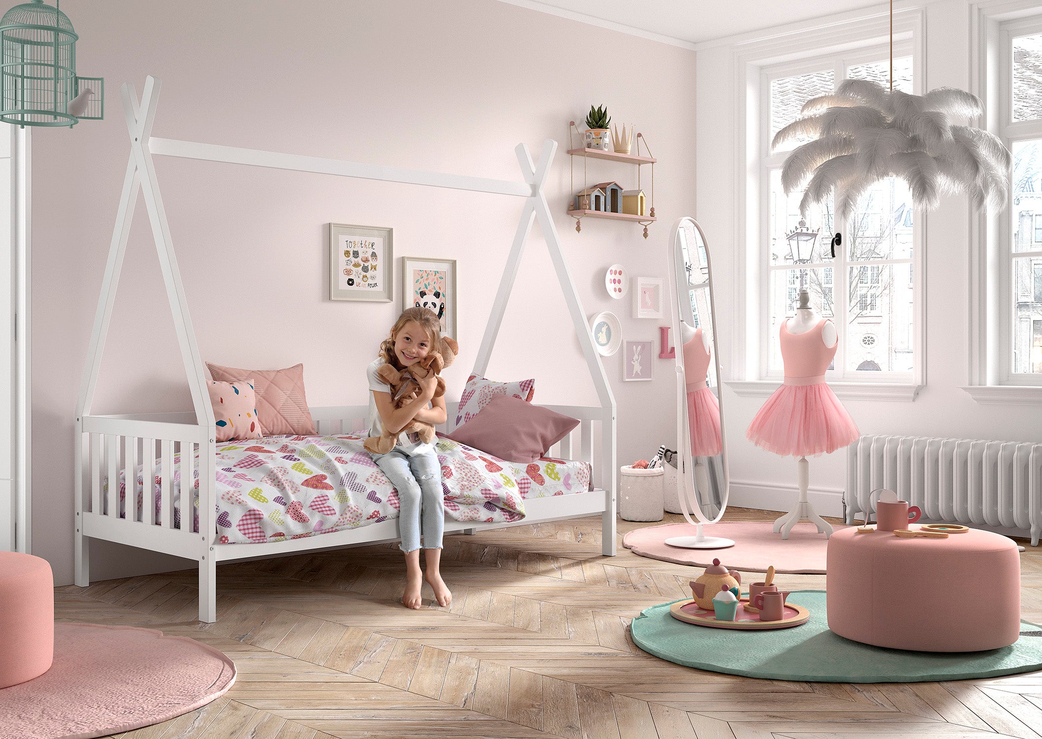 Tipi bed 90x200 - Wit