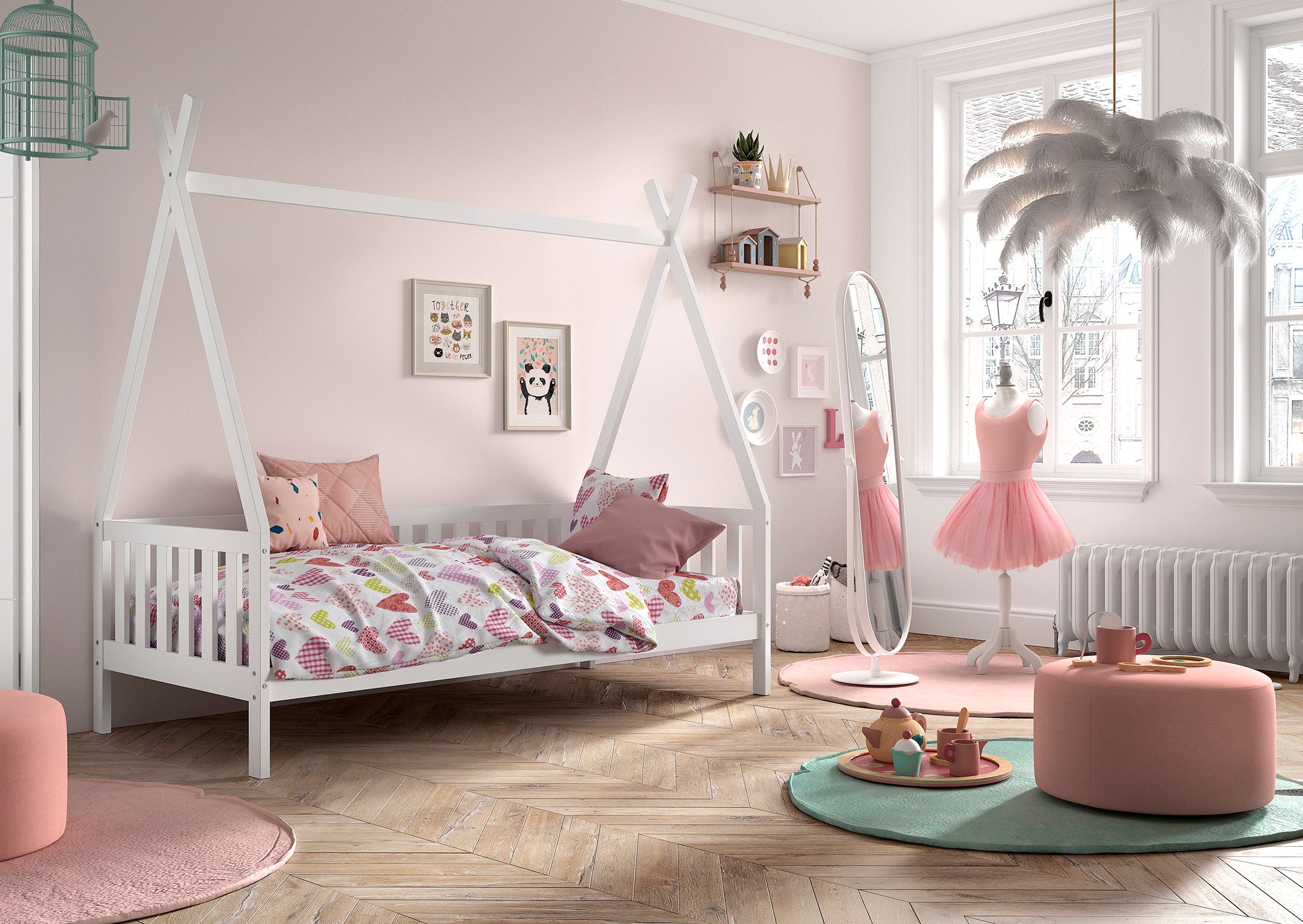 Tipi bed 90x200 - Wit