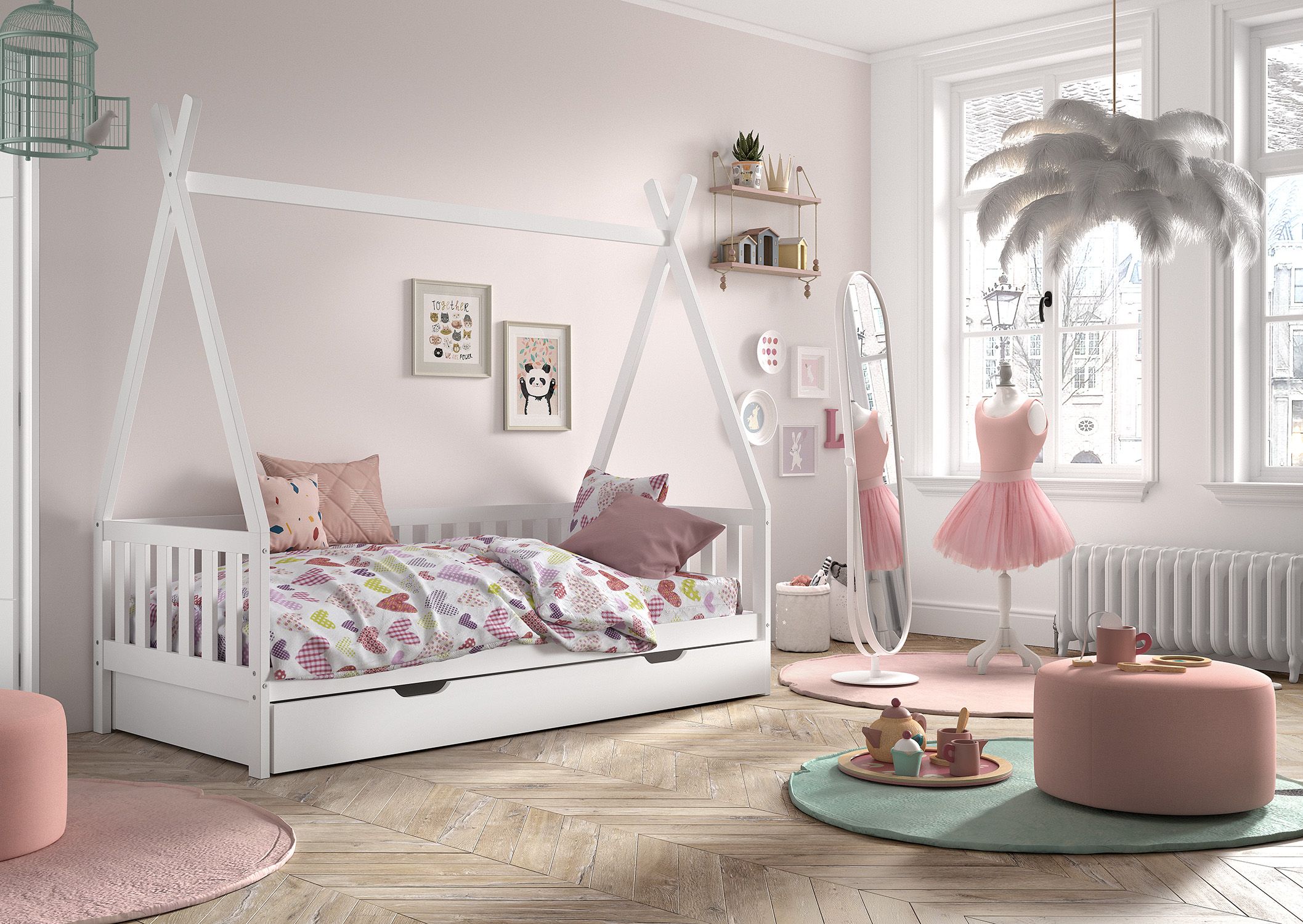 Tipi bed 90x200 - Wit