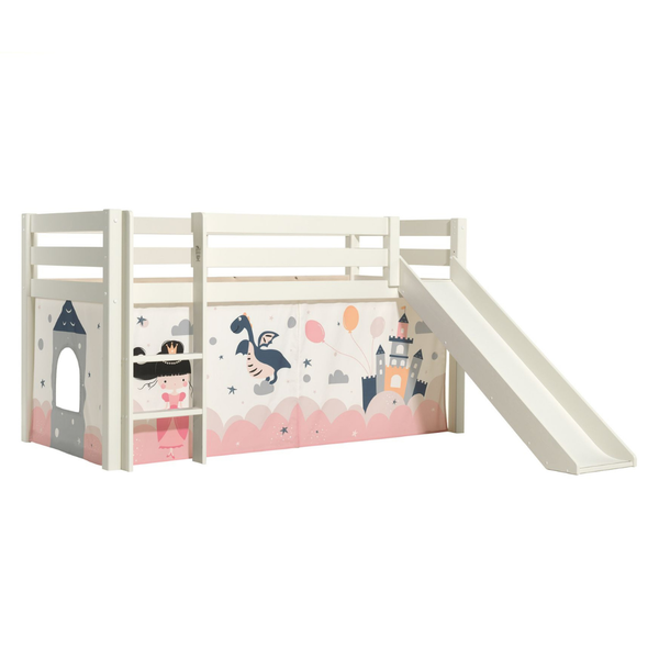 Pino hoogslaper met glijbaan - wit inclusief prinses aankleding