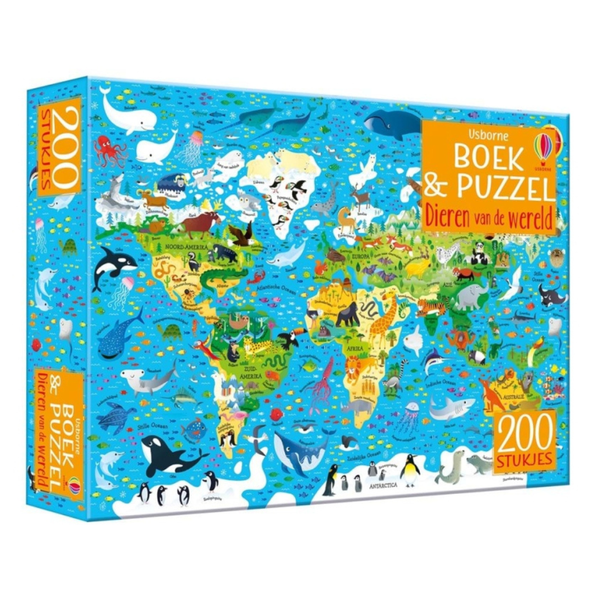 Boek & Puzzel (200 stuks) - Dieren van de wereld (5+)
