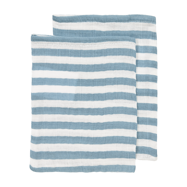 Hydrofiele washandjes 2-pack - Fat Stripe Jeans Blue