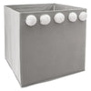 Grey storage box with pompoms