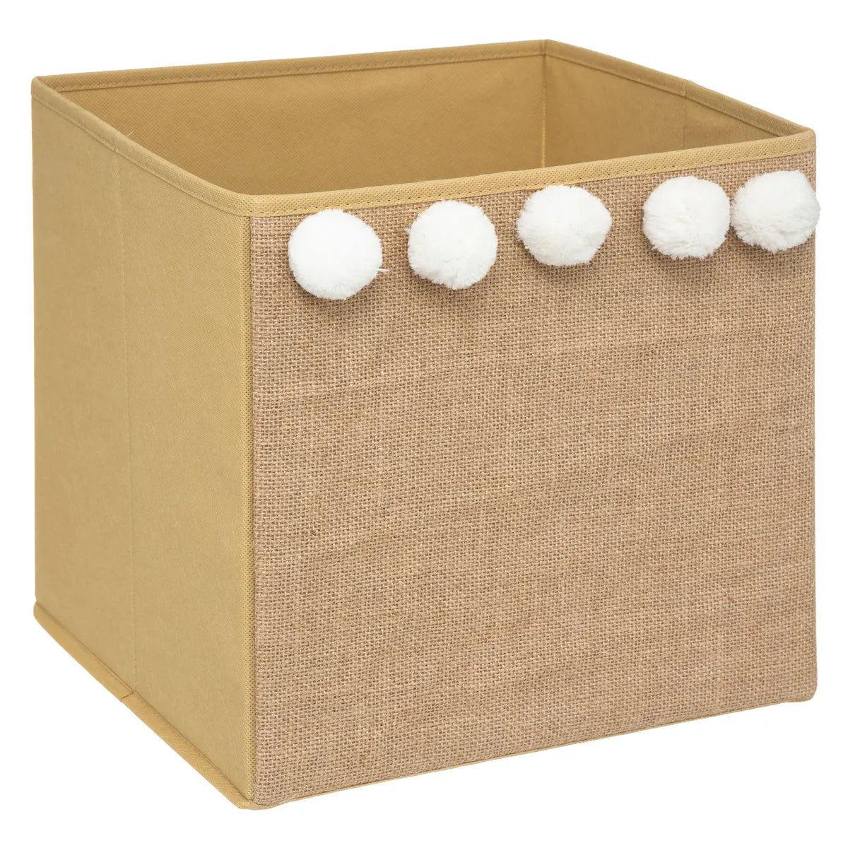 Jute storage box with pompoms