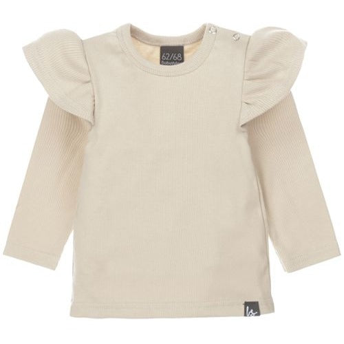 Newborn Setje - Rib Sand (Broekje + Ruffle Longsleeve)