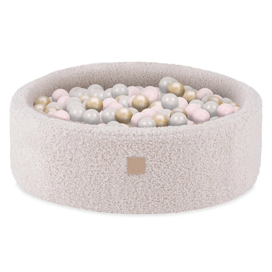 Ball pit Gray round 90x30 (including balls) - Pearl/Silver/Light Blue