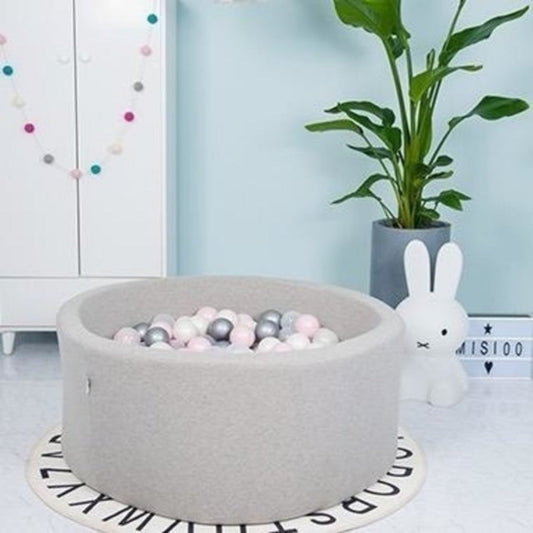Ball pit Gray round 90x30 (including balls) - Pearl/Gold/Light Pink Pearl