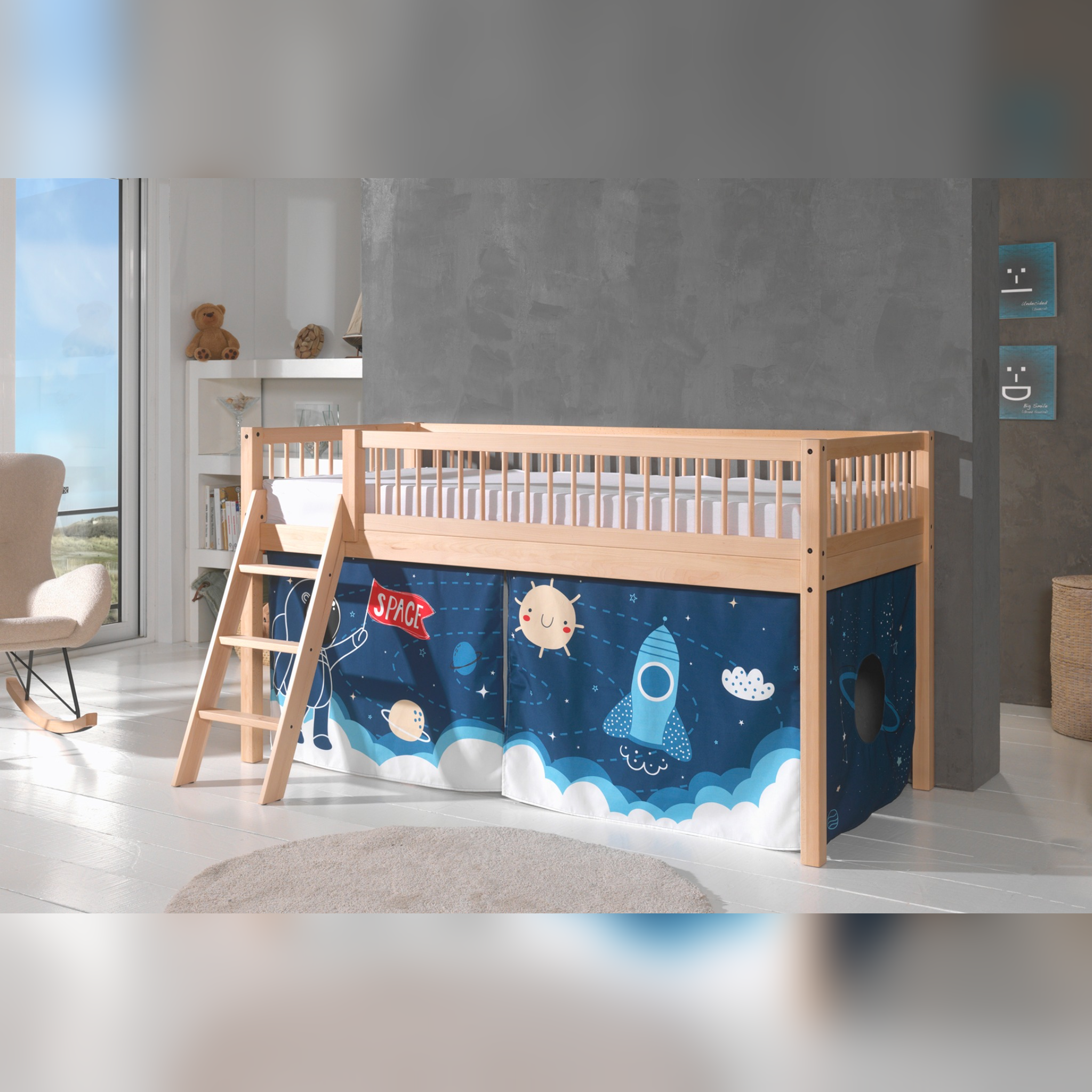 Forrest hoogslaper incl space aankleding (90x200) - Beuken