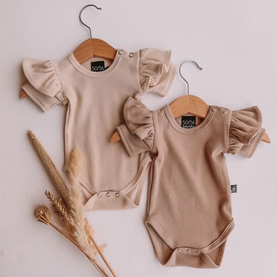 Ruffle Romper korte mouw - Sand