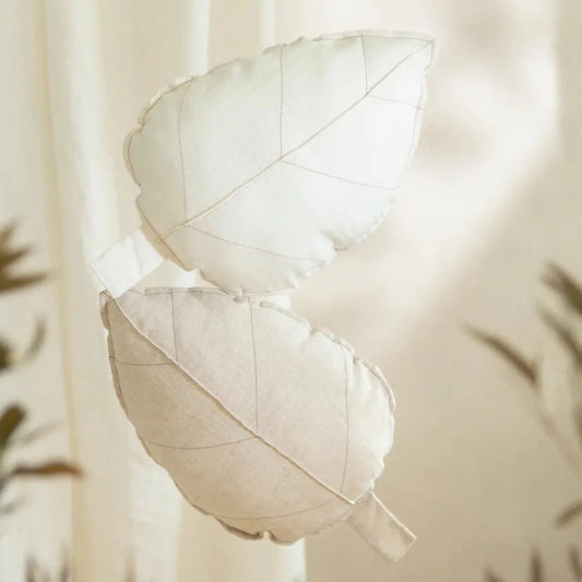 Nobodinoz Linen Leaf cushion - Greige