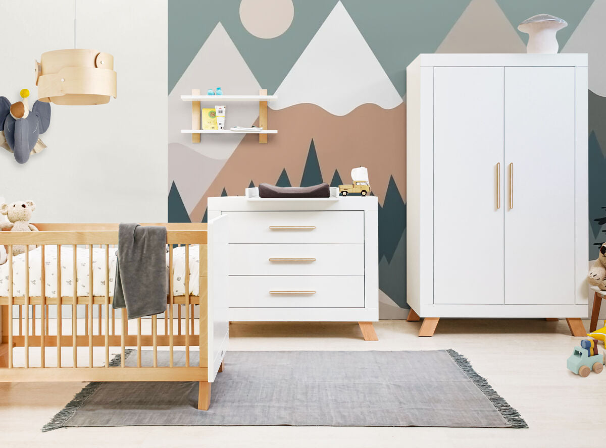 Bopita 3-piece baby room Lisa (bed incl. mattress, chest of drawers and cupboard)