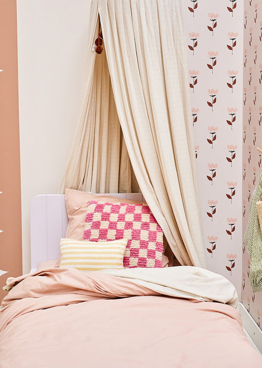 Bibelotte fitted sheet Powder pink (single bed) - 100% Oeko tex cotton 