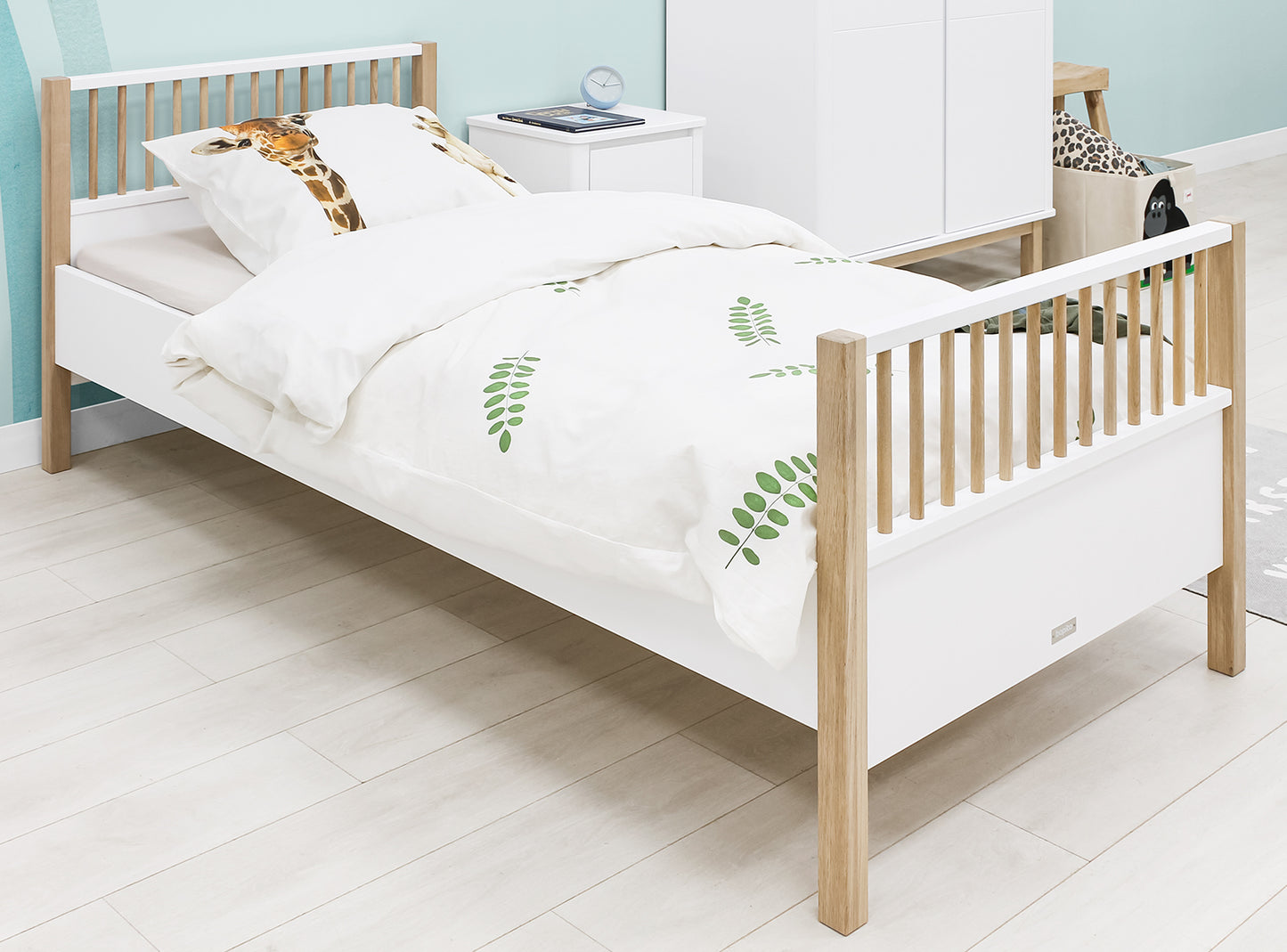 Bopita Mika bed 90x200 - Wit/Eiken